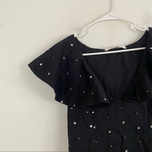 LOVERS + FRIENDS black diamond detailing ruffle sleeve mini dress - Picture 6 of 9